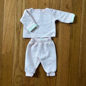 Pink quilted look sweatsuit for baby girl